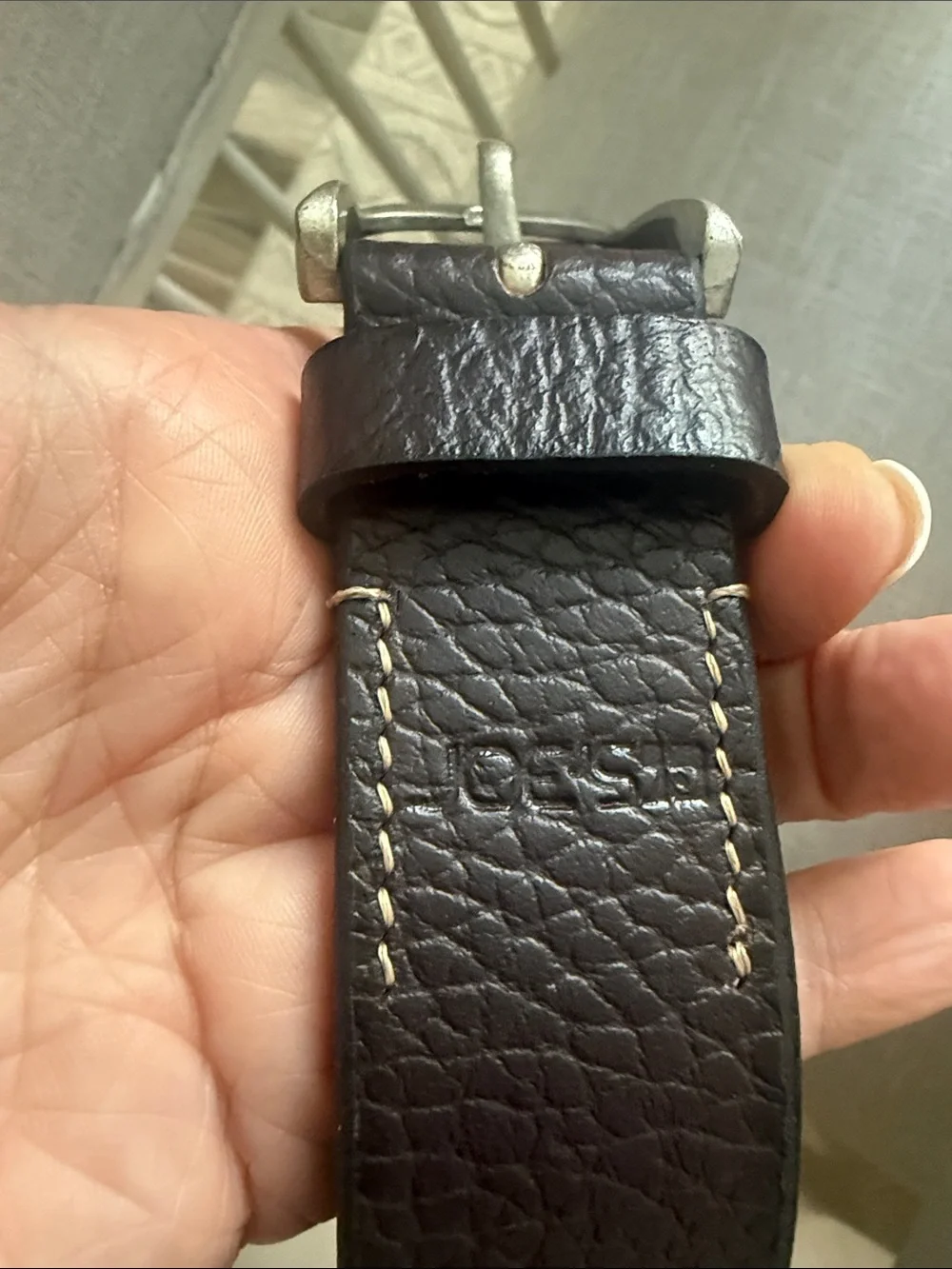 Men's Joe’s Dark Brown Leather Belt with Silver Buckle 40